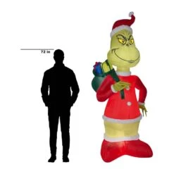 8 Ft Pre-Lit LED Holiday Grinch In Santa Suit With Sack Christmas Inflatable -The Home Depot Shop airblown christmas inflatables 110010 66 1000