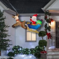 6 Ft. W X 2 Ft. D X 4 Ft. H Inflatable Flying Santa And Reindeer 5 6 Ft. W X 2 Ft. D X 4 Ft. H Inflatable Flying Santa And Reindeer -The Home Depot Shop airblown christmas inflatables 110966x 4f 1000