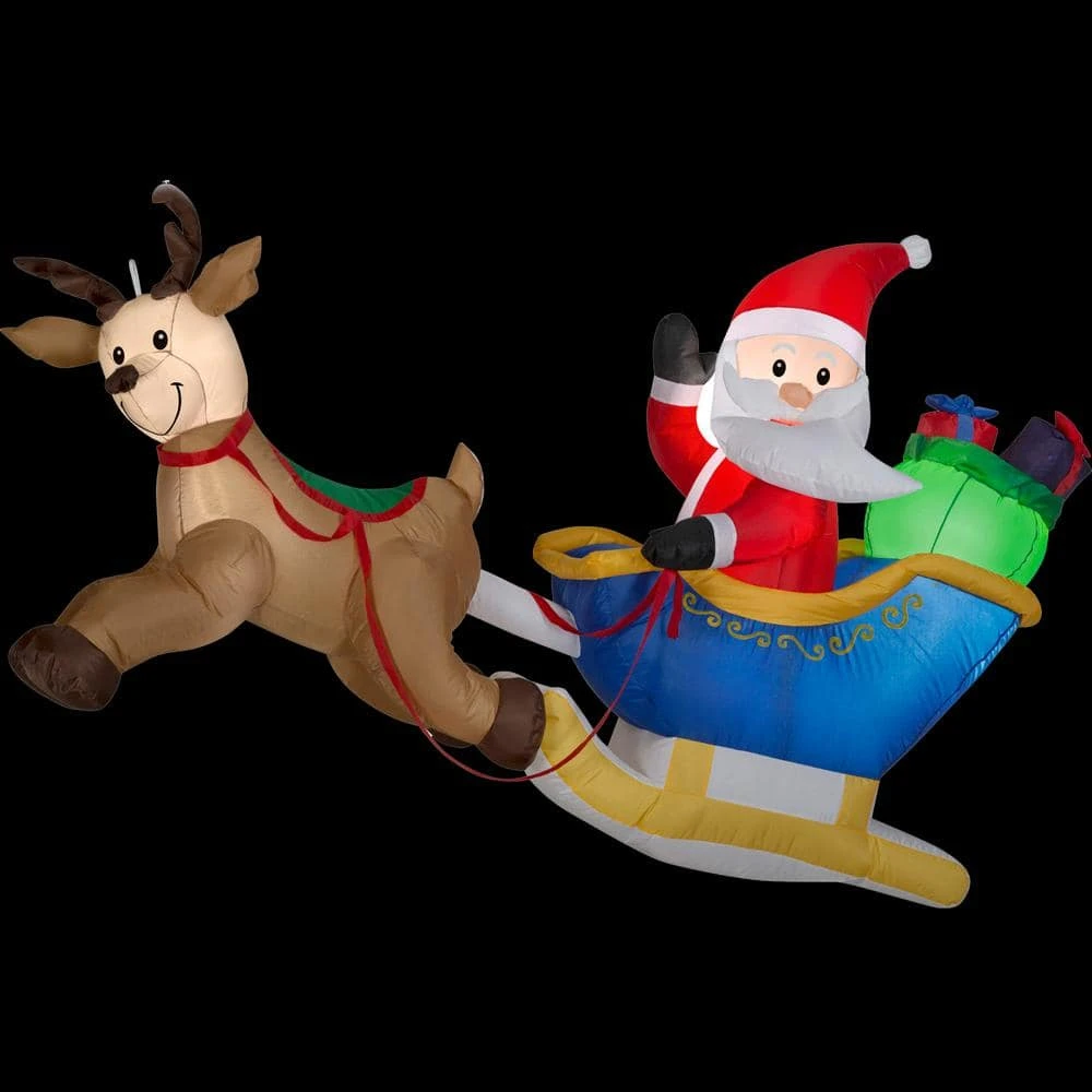 6 Ft. W X 2 Ft. D X 4 Ft. H Inflatable Flying Santa And Reindeer 1 6 Ft. W X 2 Ft. D X 4 Ft. H Inflatable Flying Santa And Reindeer