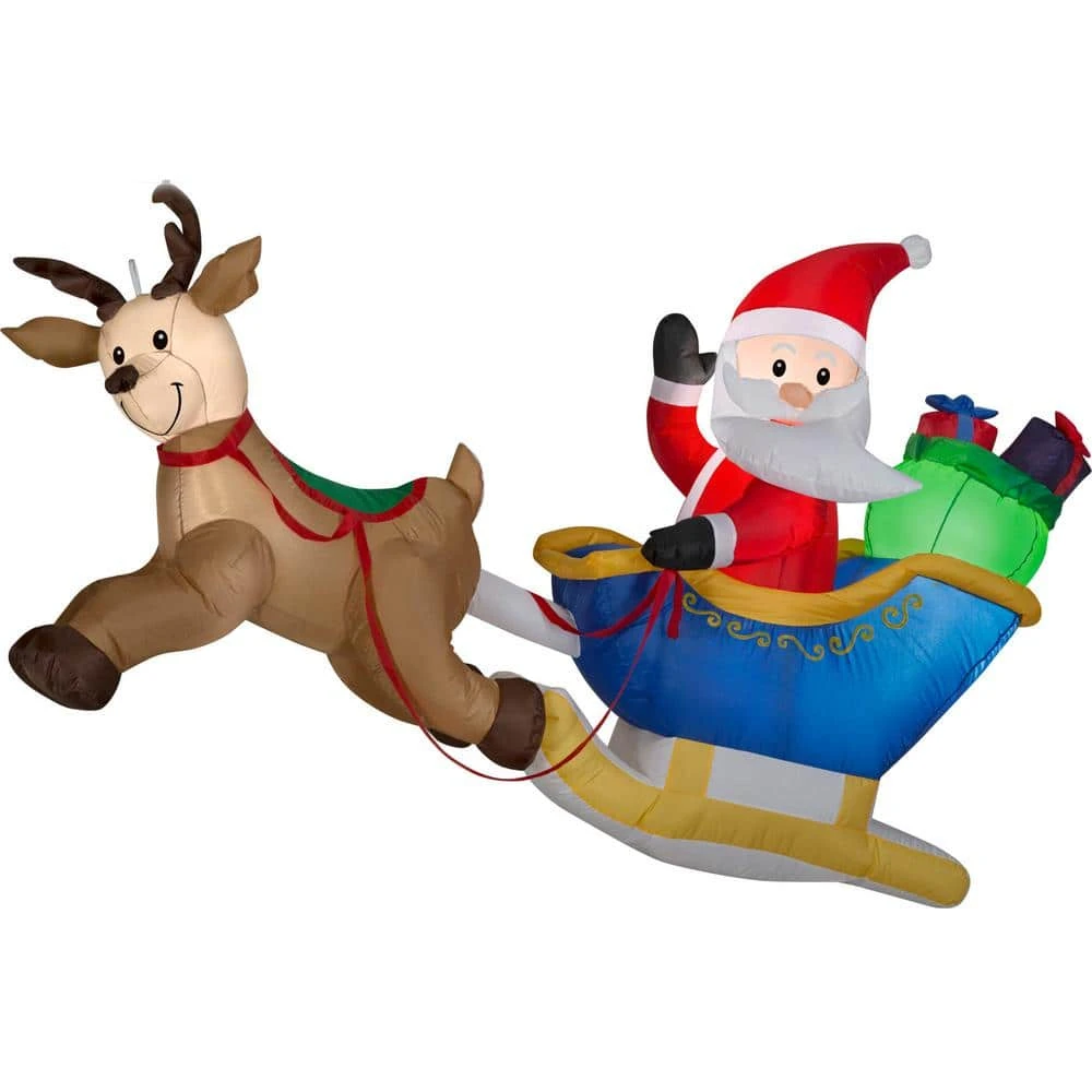 6 Ft. W X 2 Ft. D X 4 Ft. H Inflatable Flying Santa And Reindeer 2 6 Ft. W X 2 Ft. D X 4 Ft. H Inflatable Flying Santa And Reindeer - Image 2