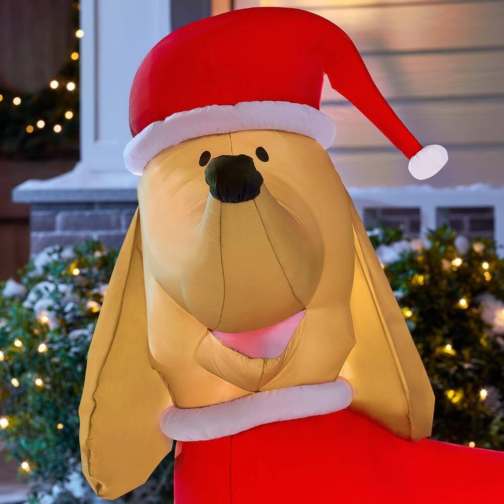 4 Ft Pre-Lit LED Dachshund With Santa Outfit Christmas Inflatable 4 4 Ft Pre-Lit LED Dachshund With Santa Outfit Christmas Inflatable - Image 4