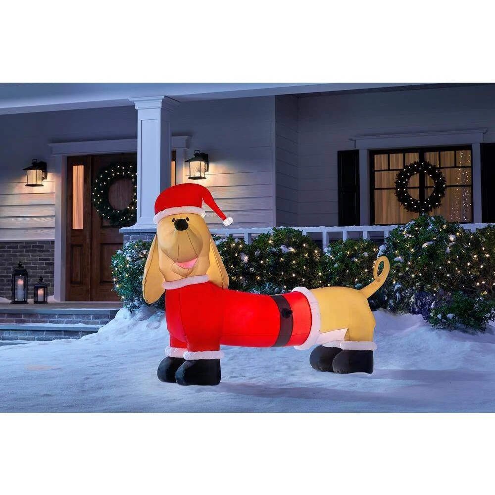 4 Ft Pre-Lit LED Dachshund With Santa Outfit Christmas Inflatable 2 4 Ft Pre-Lit LED Dachshund With Santa Outfit Christmas Inflatable - Image 2