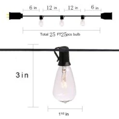 25 Ft. 25-Light Warm White Incandescent Round Bulb Outdoor/Indoor Traditional Weatherproof Patio String Cafe Lights -The Home Depot Shop aleko christmas string lights gl25wwh hd 44 1000