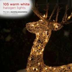 Alpine 49 In. Standing Rattan Reindeer Decoration With White Halogen Lights 15 Alpine 49 In. Standing Rattan Reindeer Decoration With White Halogen Lights -The Home Depot Shop alpine christmas yard decorations auh163l 1d 1000