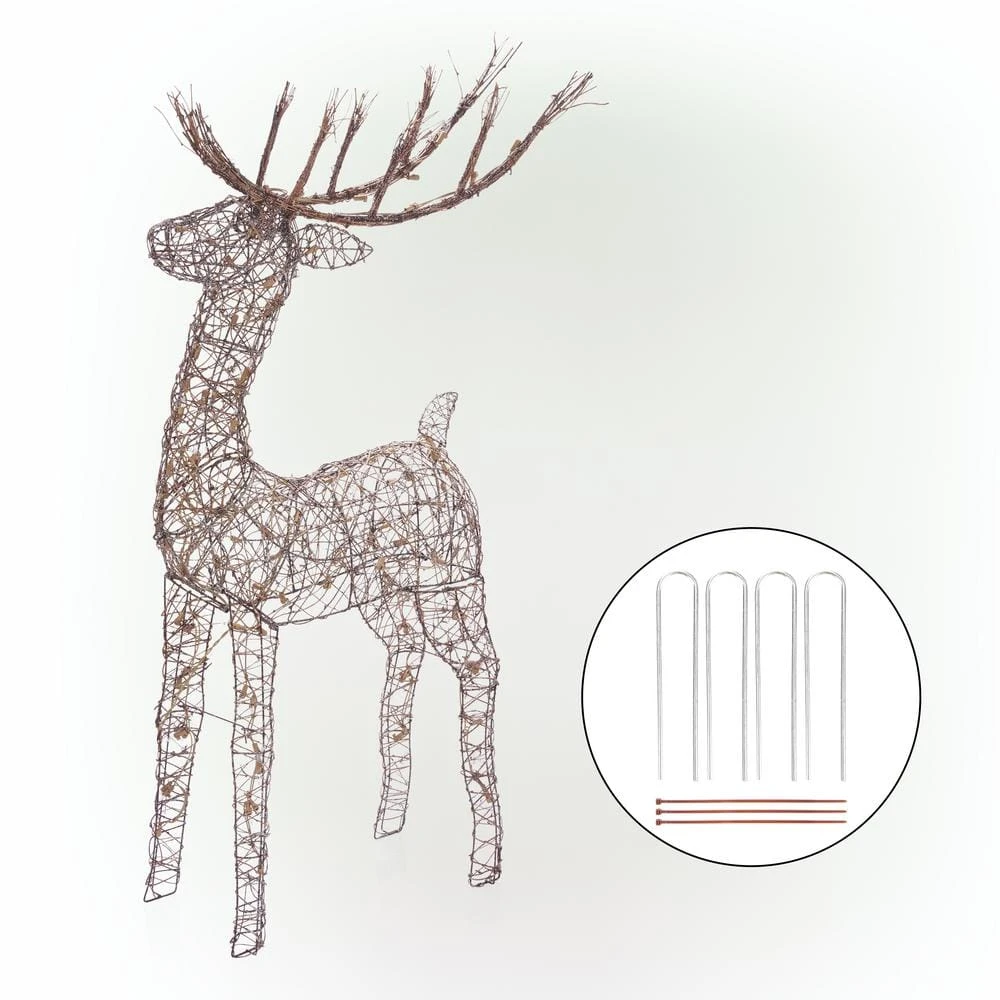 Alpine 49 In. Standing Rattan Reindeer Decoration With White Halogen Lights 11 Alpine 49 In. Standing Rattan Reindeer Decoration With White Halogen Lights - Image 11
