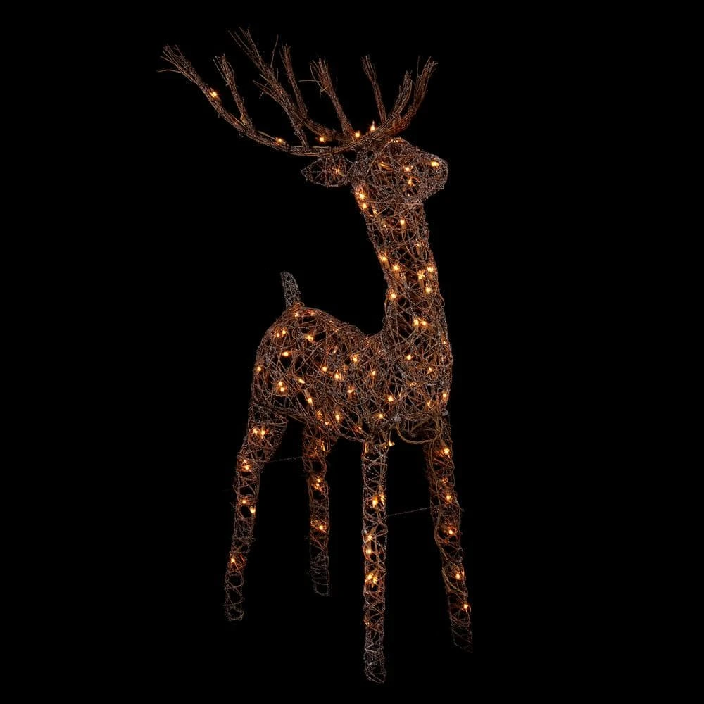 Alpine 49 In. Standing Rattan Reindeer Decoration With White Halogen Lights 9 Alpine 49 In. Standing Rattan Reindeer Decoration With White Halogen Lights - Image 9