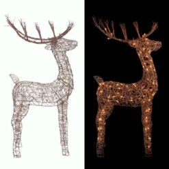 Alpine 49 In. Standing Rattan Reindeer Decoration With White Halogen Lights