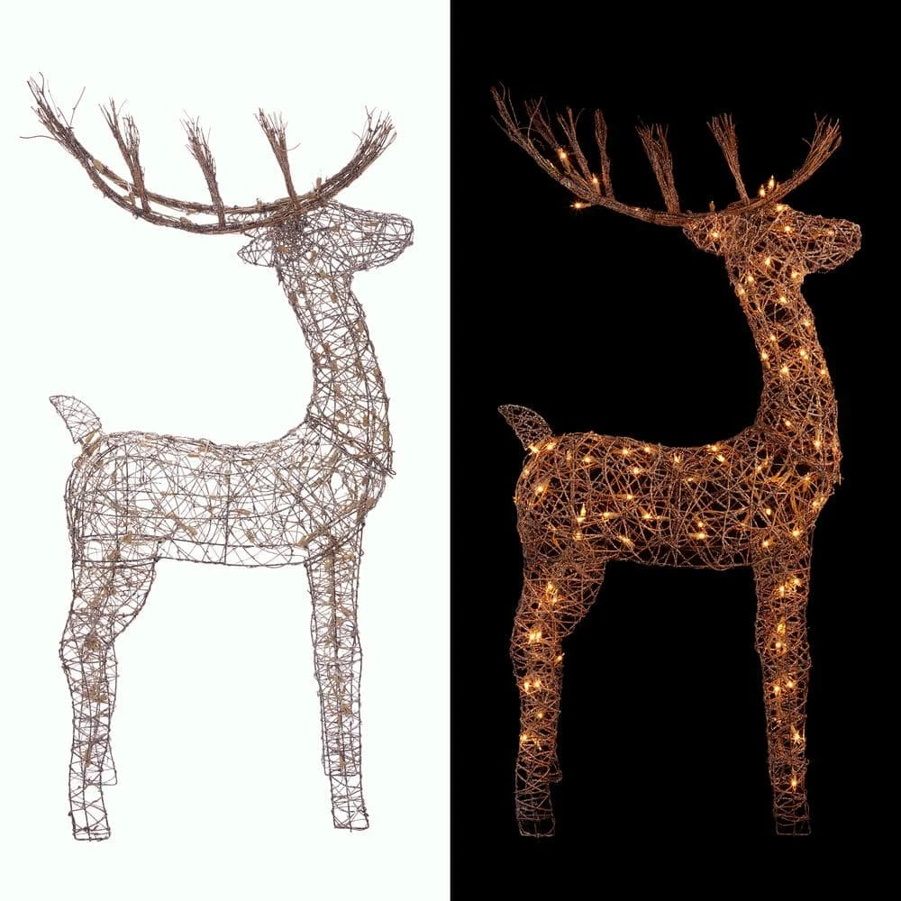Alpine 49 In. Standing Rattan Reindeer Decoration With White Halogen Lights 1 Alpine 49 In. Standing Rattan Reindeer Decoration With White Halogen Lights