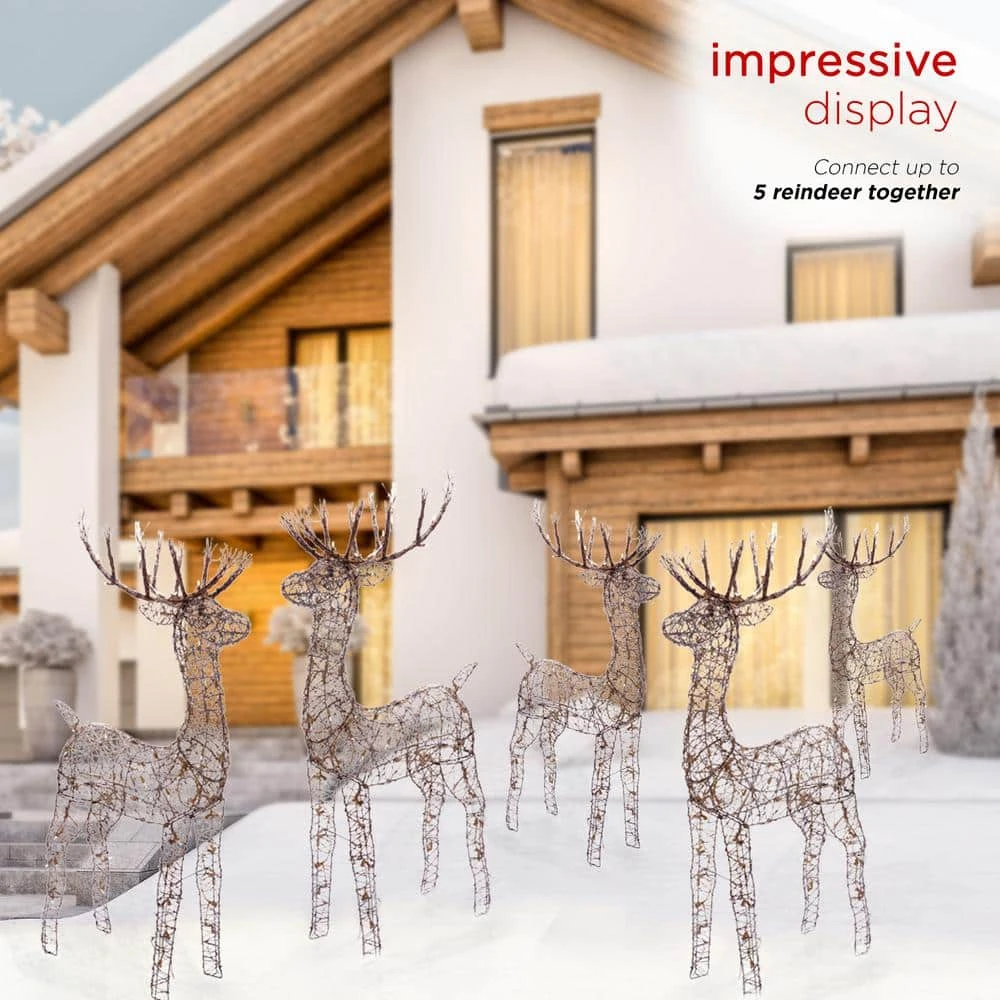Alpine 49 In. Standing Rattan Reindeer Decoration With White Halogen Lights 7 Alpine 49 In. Standing Rattan Reindeer Decoration With White Halogen Lights - Image 7
