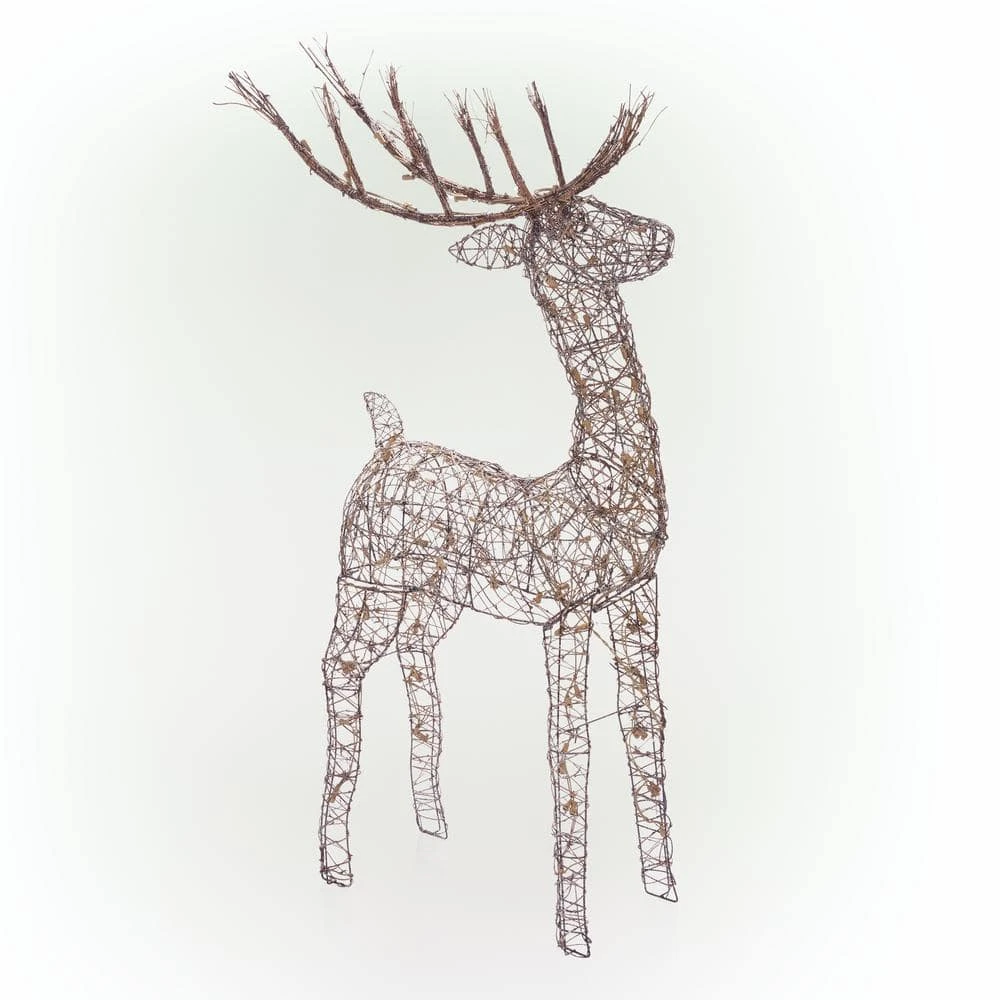 Alpine 49 In. Standing Rattan Reindeer Decoration With White Halogen Lights 8 Alpine 49 In. Standing Rattan Reindeer Decoration With White Halogen Lights - Image 8
