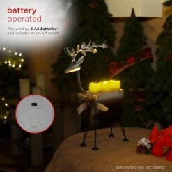 Alpine 19 In. Rustic Metal Deer Candle Decor With Warm White LED Lights -The Home Depot Shop alpine christmas yard decorations ljj1550hh tm 1d 1000