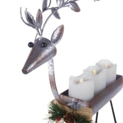 Alpine 19 In. Rustic Metal Deer Candle Decor With Warm White LED Lights -The Home Depot Shop alpine christmas yard decorations ljj1550hh tm 1f 1000