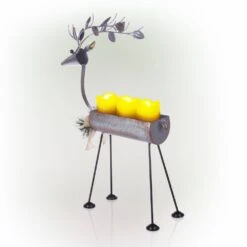 Alpine 19 In. Rustic Metal Deer Candle Decor With Warm White LED Lights -The Home Depot Shop alpine christmas yard decorations ljj1550hh tm 4f 1000