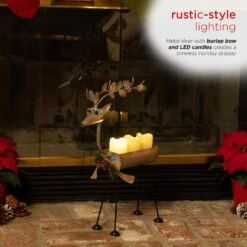 Alpine 19 In. Rustic Metal Deer Candle Decor With Warm White LED Lights -The Home Depot Shop alpine christmas yard decorations ljj1550hh tm 76 1000