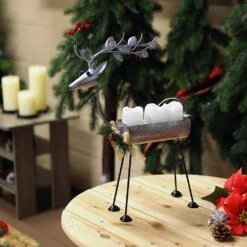 Alpine 19 In. Rustic Metal Deer Candle Decor With Warm White LED Lights -The Home Depot Shop alpine christmas yard decorations ljj1550hh tm 77 1000