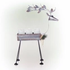 Alpine 19 In. Rustic Metal Deer Candle Decor With Warm White LED Lights -The Home Depot Shop alpine christmas yard decorations ljj1550hh tm c3 1000