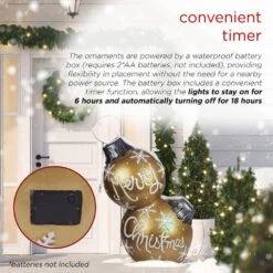 Indoor/Outdoor Merry Christmas Stacked Ornament Statue W/Flashing LEDs, Gold -The Home Depot Shop alpine corporation christmas yard decorations zty138xl 40 1000