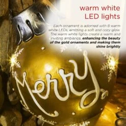 Indoor/Outdoor Merry Christmas Stacked Ornament Statue W/Flashing LEDs, Gold -The Home Depot Shop alpine corporation christmas yard decorations zty138xl fa 1000