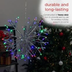 16 In. Tall Holiday 3D Snowflake Multicolor Hanging Ornament With LED Lights 20 16 In. Tall Holiday 3D Snowflake Multicolor Hanging Ornament With LED Lights -The Home Depot Shop alpine corporation single christmas ornaments crd100l mc 77 1000
