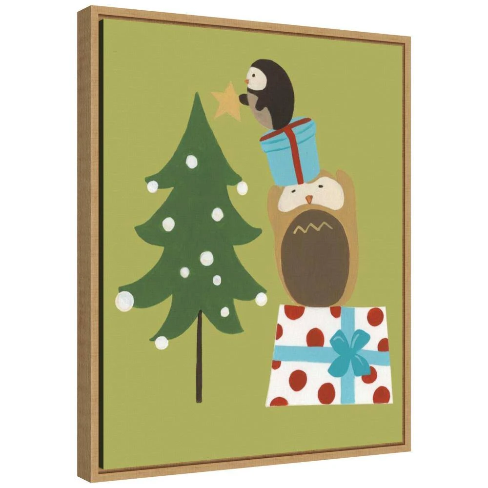 19.62 In. H X 16 In. W Canvas Happy Owlidays VI Owl And Christmas Tree Christmas Holiday Framed Box Wall Art 3 19.62 In. H X 16 In. W Canvas Happy Owlidays VI Owl And Christmas Tree Christmas Holiday Framed Box Wall Art - Image 3