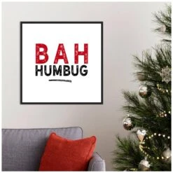 22 In. Bah Humbug Swash Christmas Holiday Framed Canvas Box Wall Art -The Home Depot Shop amanti art christmas wall decorations 38865456245 31 1000