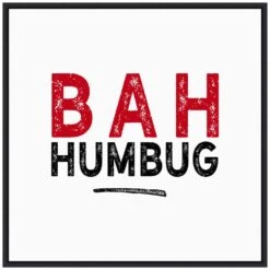 22 In. Bah Humbug Swash Christmas Holiday Framed Canvas Box Wall Art