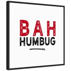 22 In. Bah Humbug Swash Christmas Holiday Framed Canvas Box Wall Art -The Home Depot Shop amanti art christmas wall decorations 38865456245 c3 1000