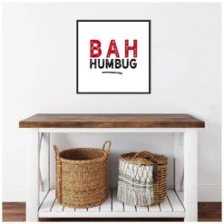 22 In. Bah Humbug Swash Christmas Holiday Framed Canvas Box Wall Art -The Home Depot Shop amanti art christmas wall decorations 38865456245 fa 1000
