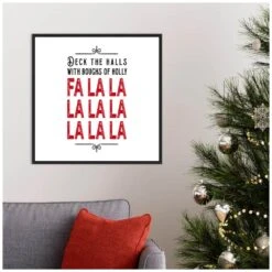 22 In. Canvas Deck The Halls Red Christmas Holiday Framed Box Wall Art -The Home Depot Shop amanti art christmas wall decorations 38865456247 31 1000