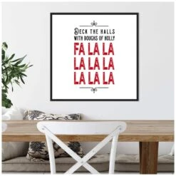 22 In. Canvas Deck The Halls Red Christmas Holiday Framed Box Wall Art -The Home Depot Shop amanti art christmas wall decorations 38865456247 44 1000