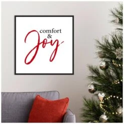 22 In. Canvas Comfort And Joy Christmas Holiday Framed Box Wall Art -The Home Depot Shop amanti art christmas wall decorations 38865456249 31 1000