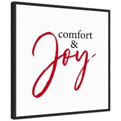 22 In. Canvas Comfort And Joy Christmas Holiday Framed Box Wall Art