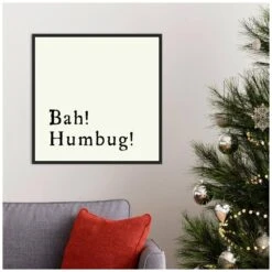 22 In. Bah Humbug Christmas Holiday Framed Canvas Box Wall Art -The Home Depot Shop amanti art christmas wall decorations 38865456286 31 1000