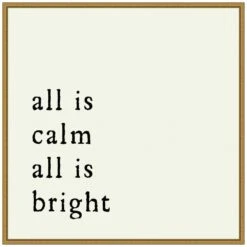 22 In. All Is Calm Christmas Holiday Framed Canvas Box Wall Art