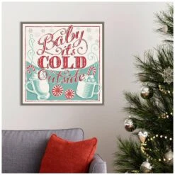 22 In. Merry Little Christmas II Christmas Holiday Framed Canvas Box Wall Art -The Home Depot Shop amanti art christmas wall decorations 38865456345 31 1000