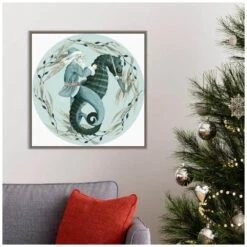 22 In. The Sea Santa Collection C Christmas Holiday Framed Canvas Box Wall Art -The Home Depot Shop amanti art christmas wall decorations 38865456366 31 1000