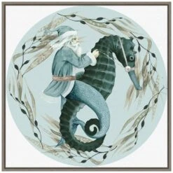 22 In. The Sea Santa Collection C Christmas Holiday Framed Canvas Box Wall Art