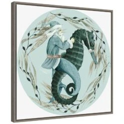 22 In. The Sea Santa Collection C Christmas Holiday Framed Canvas Box Wall Art -The Home Depot Shop amanti art christmas wall decorations 38865456366 c3 1000