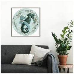 22 In. The Sea Santa Collection C Christmas Holiday Framed Canvas Box Wall Art -The Home Depot Shop amanti art christmas wall decorations 38865456366 fa 1000