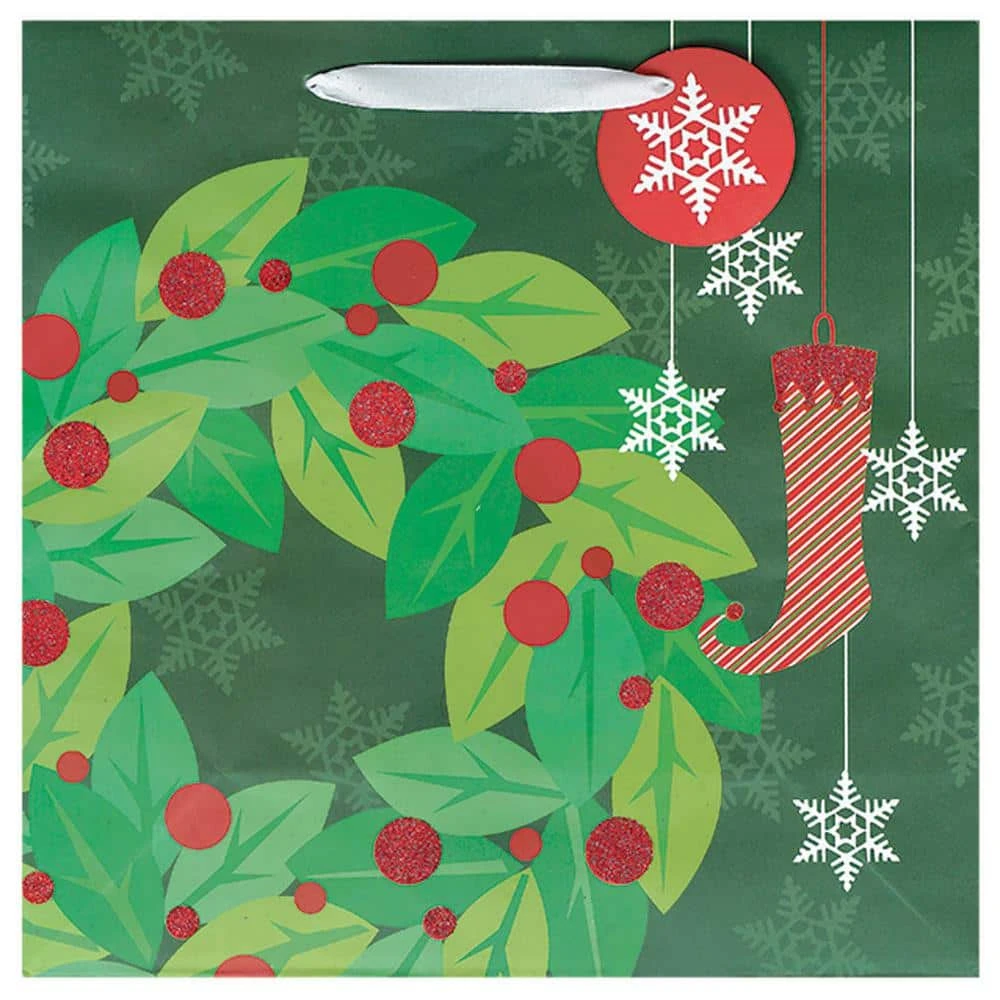 AMSCAN 12 In. X 12 In. X 5 In. Contemporary Wreath Bags With Glitter (11-Pack) 1 AMSCAN 12 In. X 12 In. X 5 In. Contemporary Wreath Bags With Glitter (11-Pack)