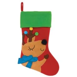 AMSCAN 18 In. Multi-Color Christmas Felt Fabric Reindeer Stockings (3-Pieces)
