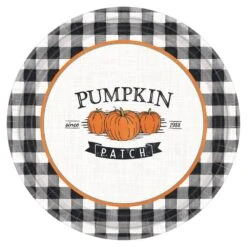AMSCAN 9 In. Multi-Color Fall Harvest Market Round Paper Plates (5-Pack)