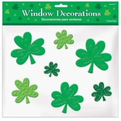 AMSCAN St. Patrick's Day Green Shamrock Gel Clings (4-Pack)