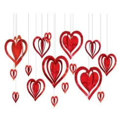 AMSCAN Heart Foil Valentine's Day 3D Decorating Kit (16-Count 3-Pack)
