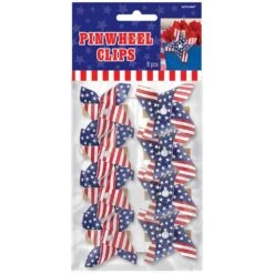 AMSCAN 2.25 In. X 2.5 In. American Flag Pinwheel Clips (8-Count, 5-Pack)