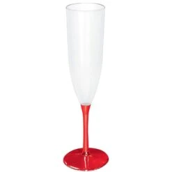 AMSCAN New Year's 9 In. X 3 In. Metallic Red Champagne Flute (7-Pack)