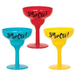AMSCAN 2 In. X 2 In. Margarita Multicolor 1.7 Oz. Cinco De Mayo Shot Glasses (3-Pack)