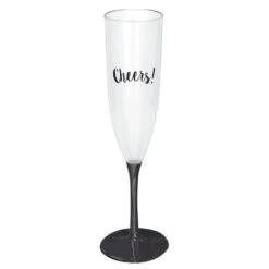 AMSCAN 8.75 In. X 2.5 In. 5 Oz. Black New Year's Champagne Cheers Plastic Glasses