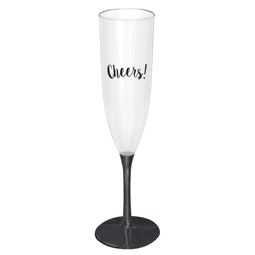 AMSCAN 8.75 In. X 2.5 In. 5 Oz. Black New Year's Champagne Cheers Plastic Glasses 1 AMSCAN 8.75 In. X 2.5 In. 5 Oz. Black New Year's Champagne Cheers Plastic Glasses