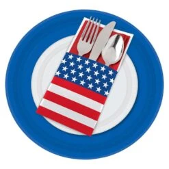 AMSCAN 7.50 In. X 3.75 In. Patriotic Cutlery Holders (12-Count, 5-Pack)